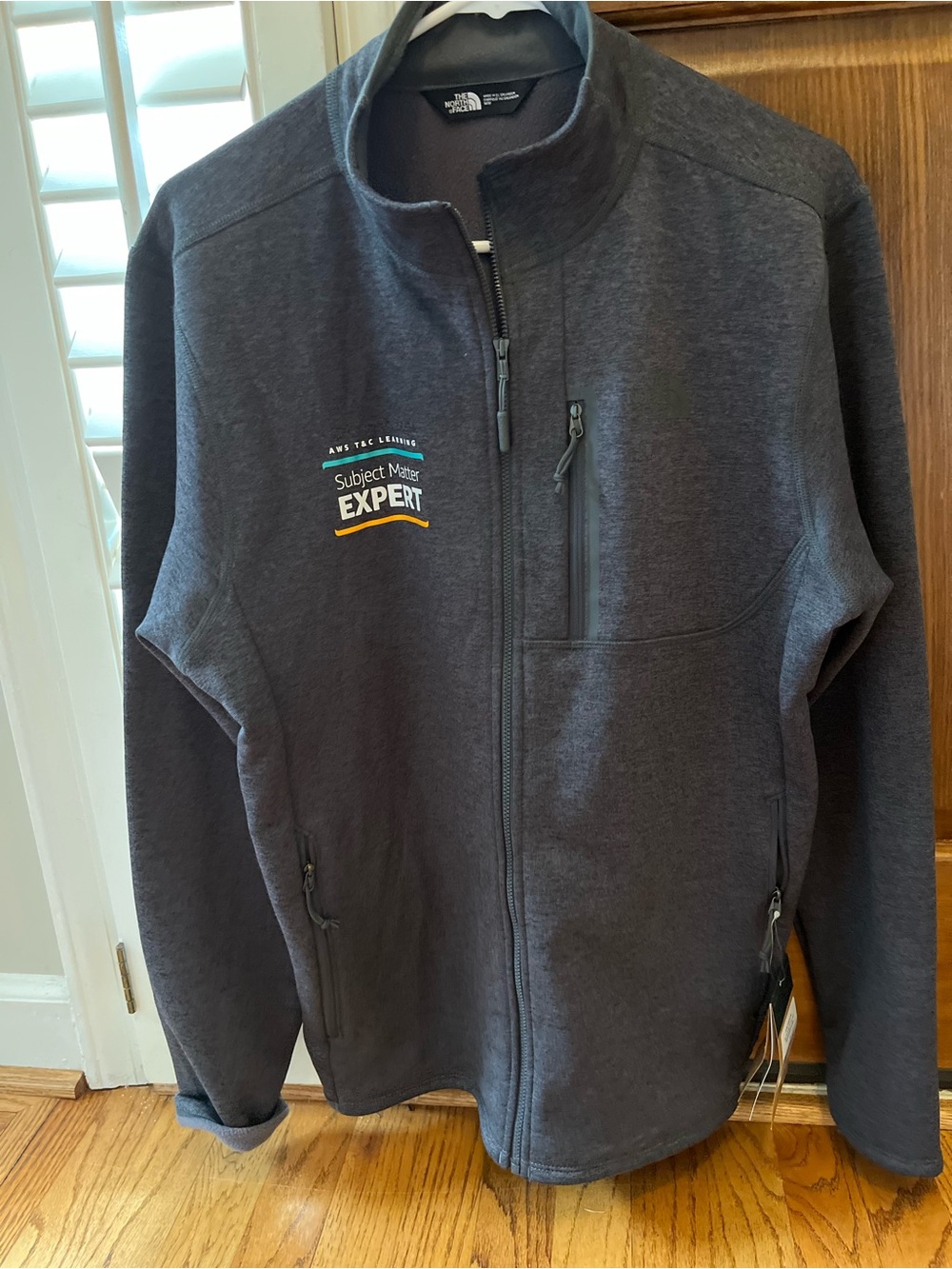 The North Face Men's Charcoal Gray Full-Zip Sweater Jacket with Expert Logo